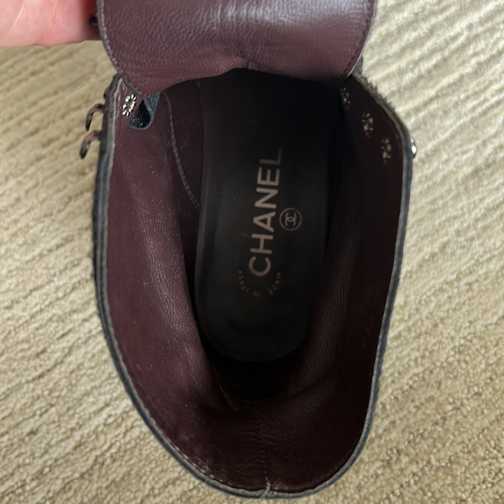Chanel Black Lace Up Ankle Boots - Picture 7 of 11